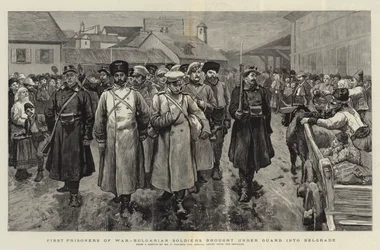 First Prisoners of War, Bulgarian Soldiers brought under Guard into Belgrade